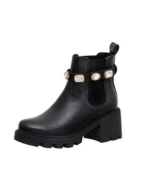 Womens Julie Chelsea Boot Jeweled Strap Memory Foam Ankle Bootie